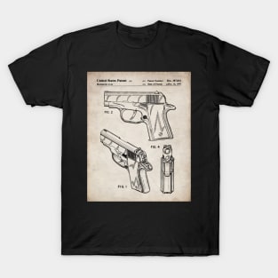 Sig Sauer Pistol Patent - Firearm Enthusiast Gun Lover Art - Antique T-Shirt